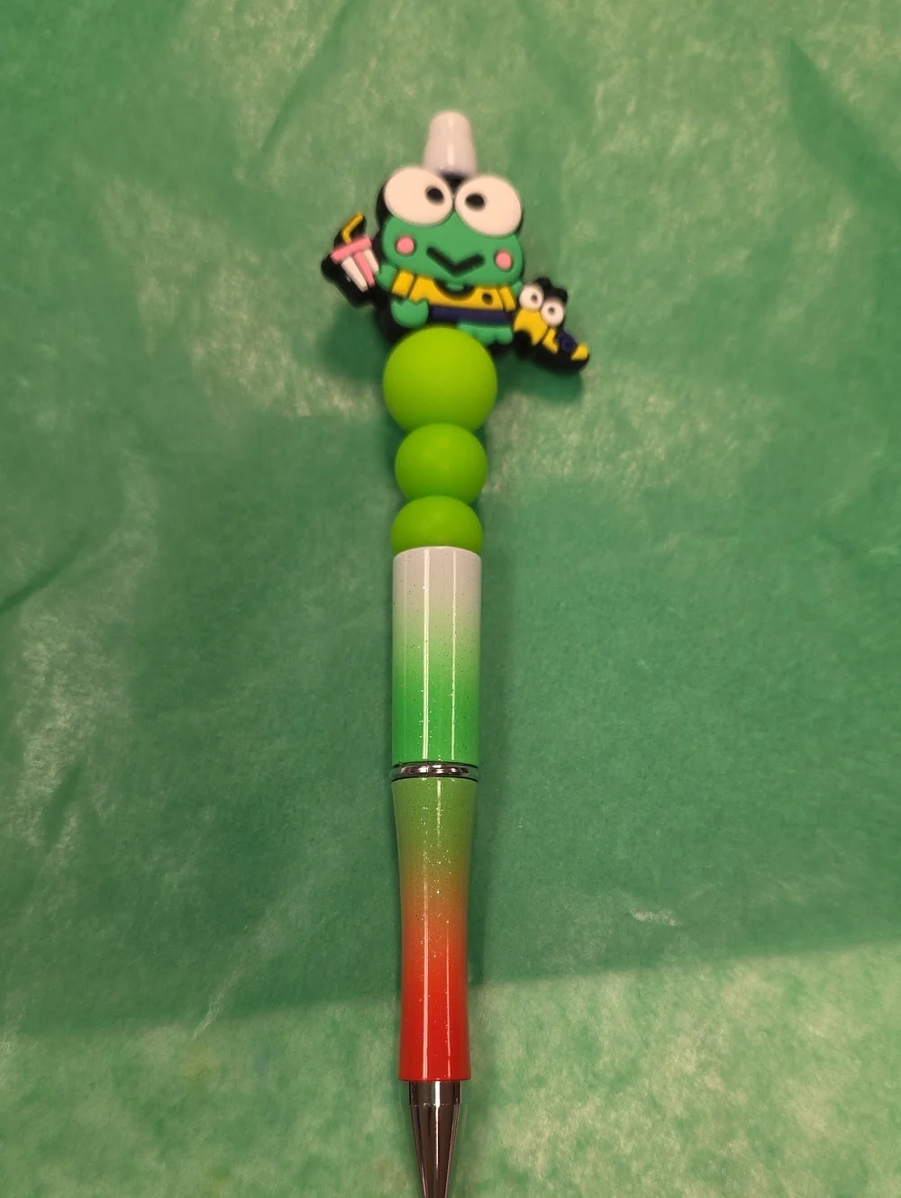 Green Gradient Frog Gel Pen with Fun Topper